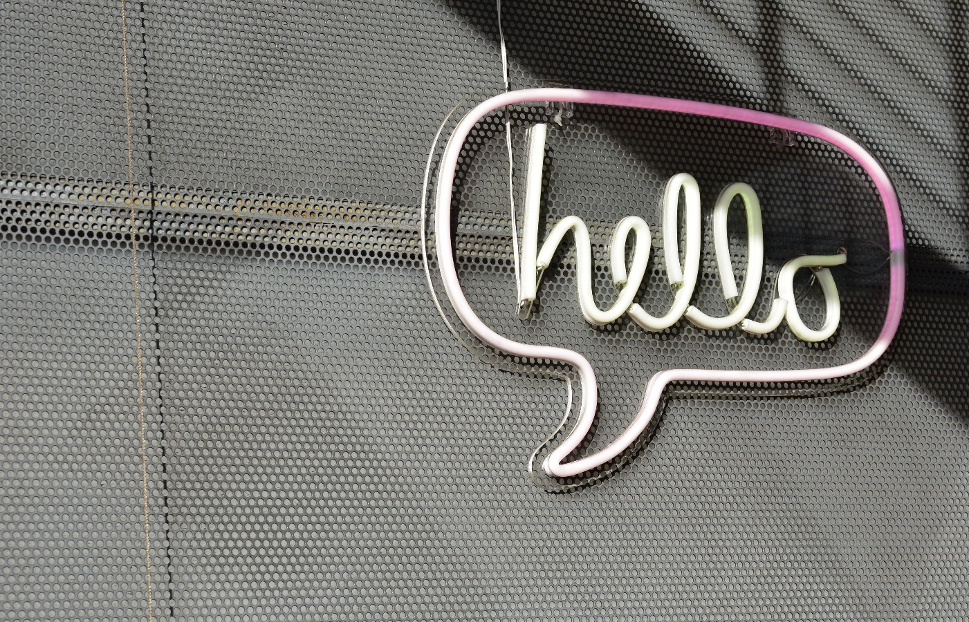 Sign showing the text 'Hello'