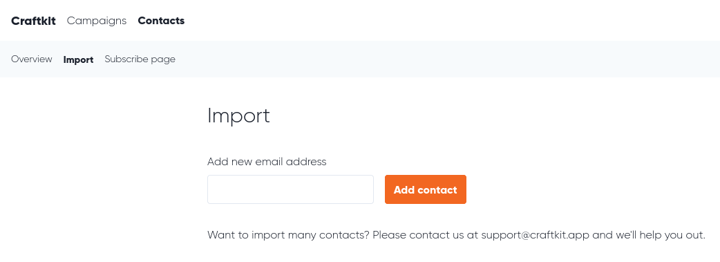 Form for adding contacts